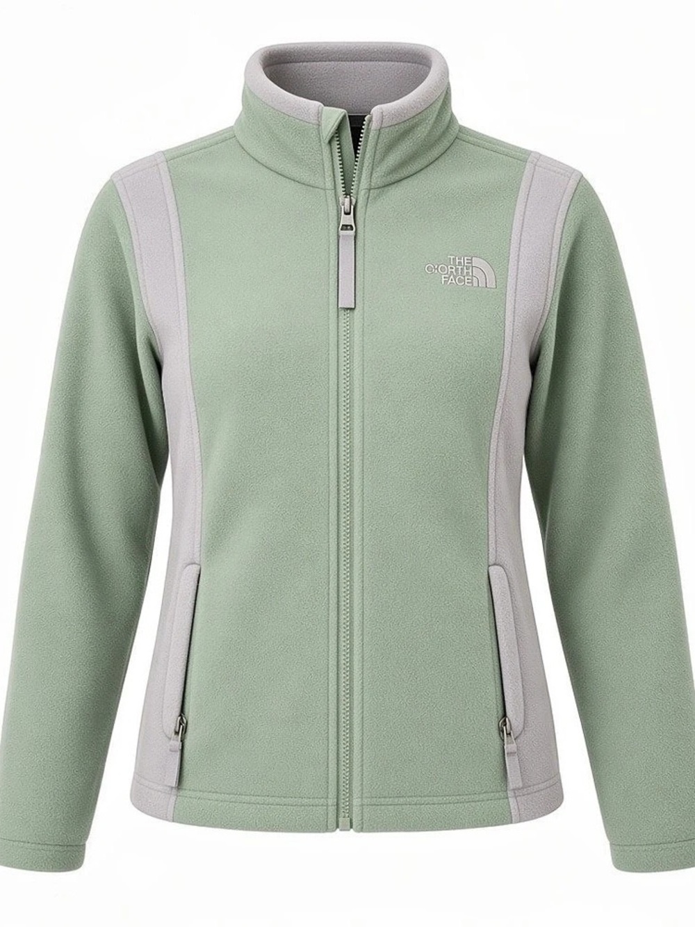 The North Face Fleece Full-Zip Jacket Green & Gray Girls XS
